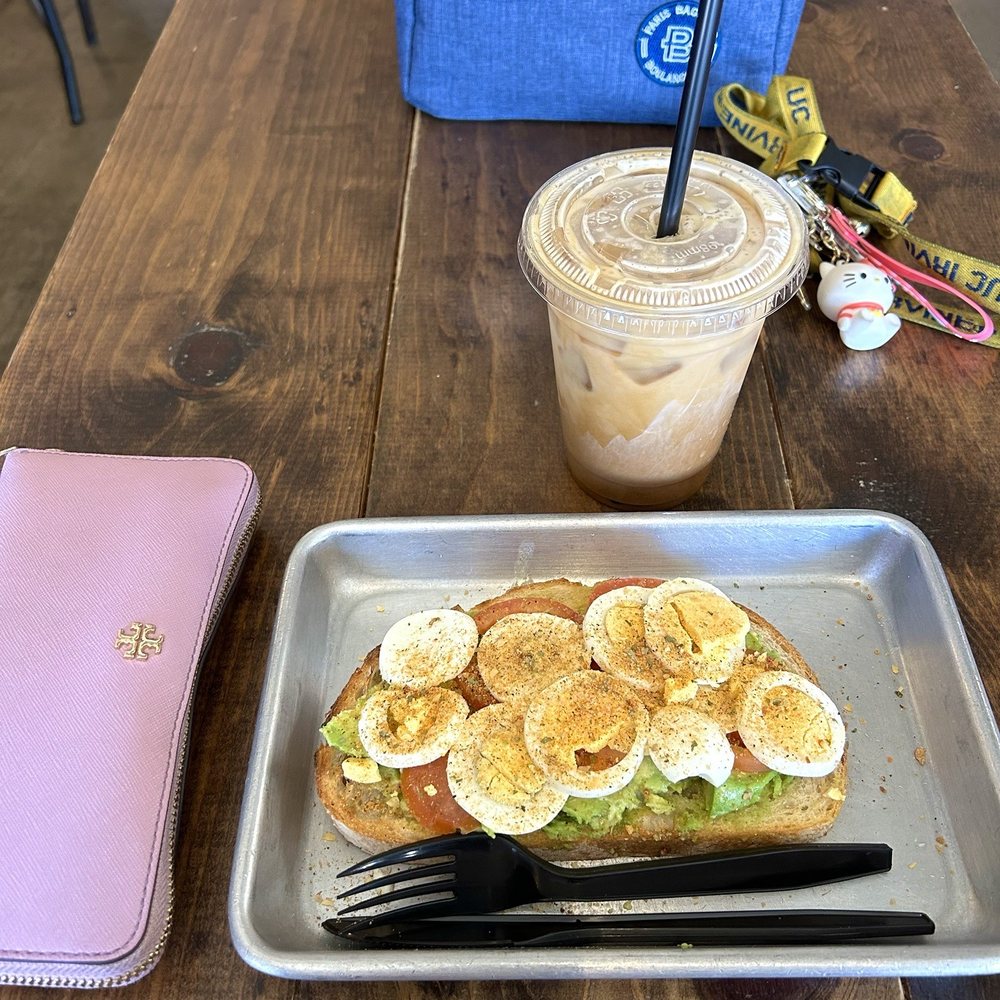 Brot Coffee - E.A.T. toast with iced vanilla latte. - Coffee & Tea Near Me - Orange, California