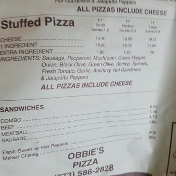 Obbie's Pizza - Pizza's include cheese! Lol - Pizza Near Me - Chicago, Illinois