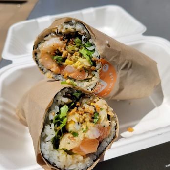 Pokeworks - Shrimp & Spicy Salmon Burrito - Salad Near Me - San Francisco, California