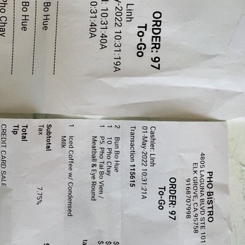 Pho Bistro - Proof of purchase - Vietnamese Near Me - Elk Grove, California Pho Bistro - Proof of purchase - Vietnamese Near Me - Elk Grove, California