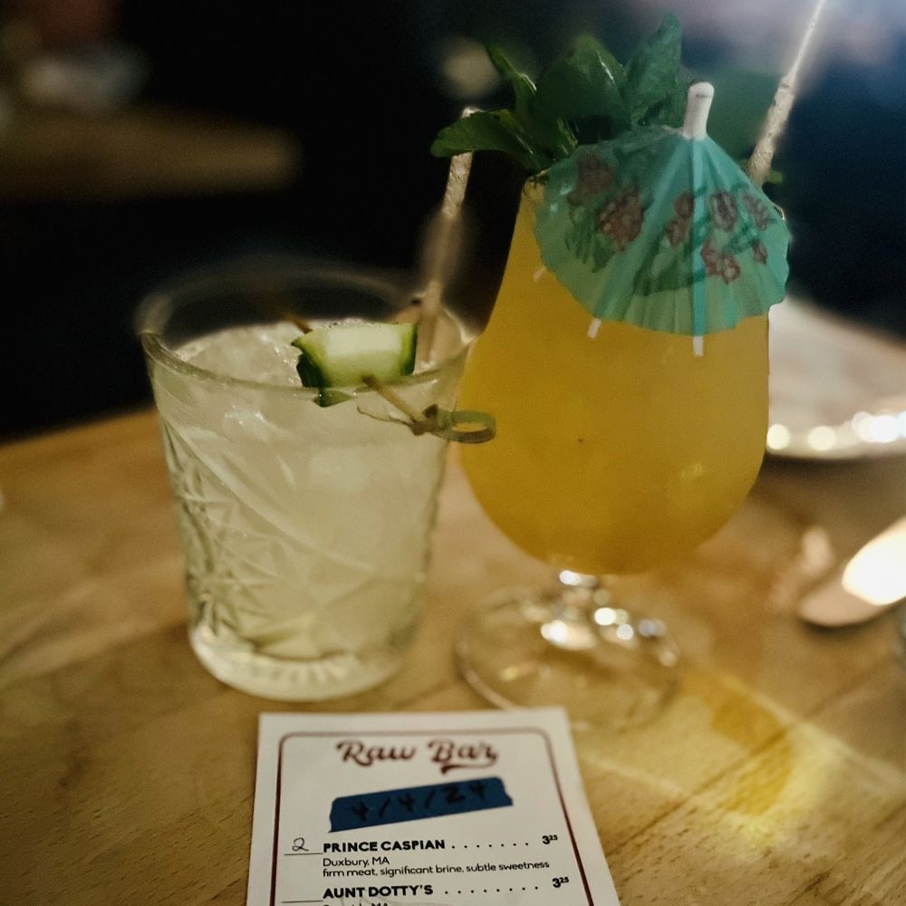 Dotty’s Kitchen & Raw Bar - Adams Green and Cobra Fang cocktails - Seafood Near Me - Quincy, Massachusetts