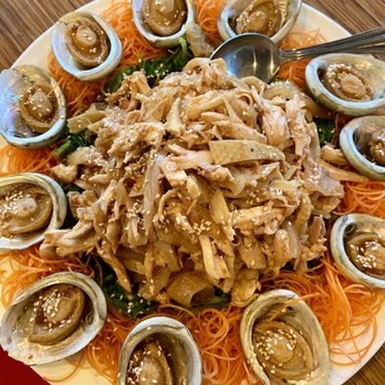 Koi Palace - Chilled Abalone with Chef's Special Chicken Salad. - Dim Sum Near Me - Milpitas, California Koi Palace - Chilled Abalone with Chef's Special Chicken Salad. - Dim Sum Near Me - Milpitas, California