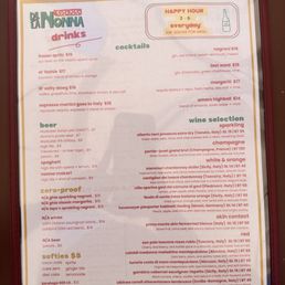 Drink menu