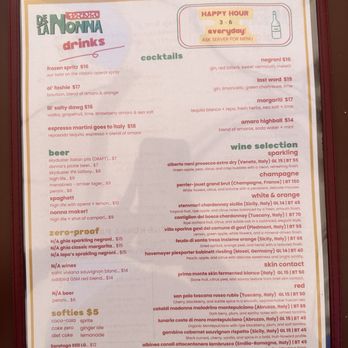 De La Nonna Big Bear - Drink menu - Pizza Near Me - Big Bear Lake, California
