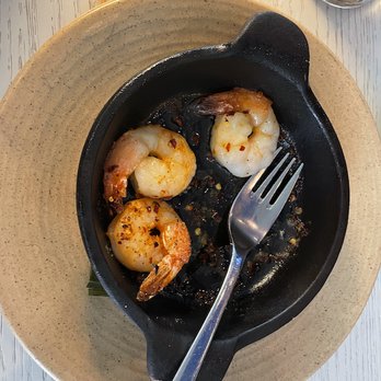 Coquito Blu - NOT jumbo shrimp. Fork is regular size. - Latin American Near Me - Whitestone, New York