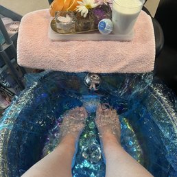 The setup for the Lush pedicure!