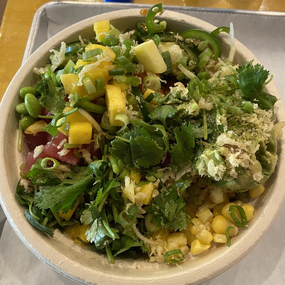 Poke bowl. Pok Bowl with 3 Proteins veggies Poke bowl. Pok Bowl with 3 Proteins veggies