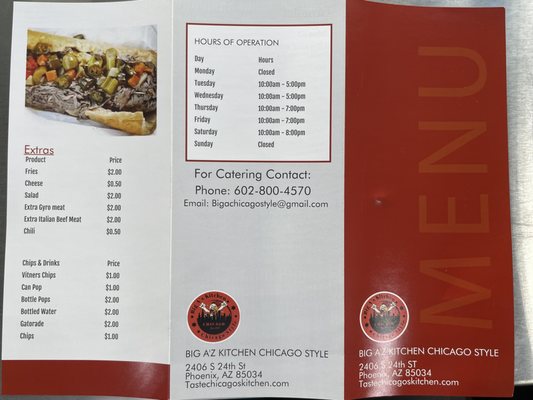 Menu photo 1 Big A'z Kitchen Chicago Style Phoenix, AZ