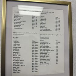 Sandy's Threading & Beauty - Pricing