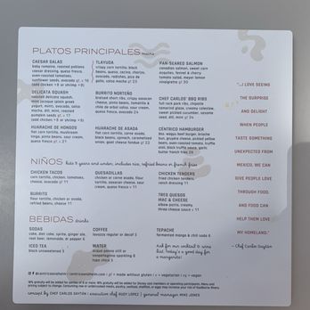 Centrico - Back page of menu - Mexican Near Me - Anaheim, California