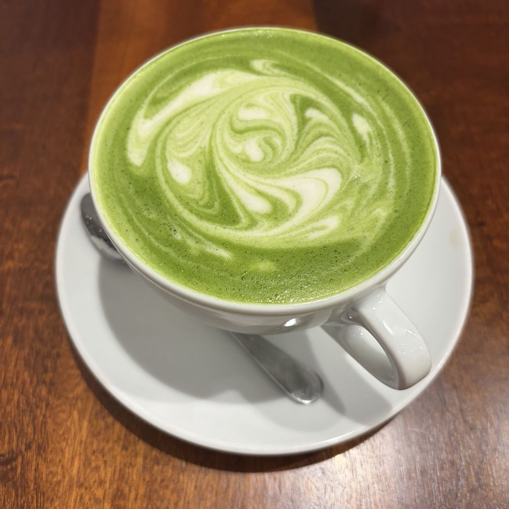 Matcha latte with almond milk Matcha latte with almond milk