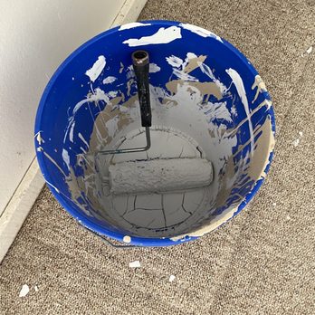 Reputable Paints - Multiple buckets and paint containers left in house - Painters Near Me Reputable Paints - Multiple buckets and paint containers left in house - Painters Near Me