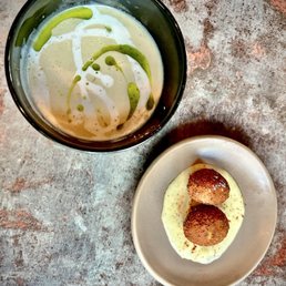 Potato & Leek Soup and Crab & Corn Hush Puppies (Dine Downtown 2026) Potato & Leek Soup and Crab & Corn Hush Puppies (Dine Downtown 2026)
