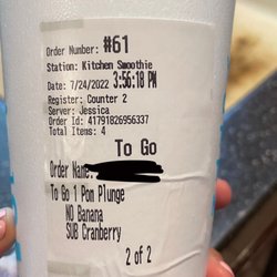 Tropical Smoothie Cafe - POMEGRANATE PLUNGE