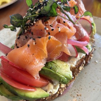Rockwood Grill - Avocado toast add smoked salmon - American Near Me - Palm Desert, California Rockwood Grill - Avocado toast add smoked salmon - American Near Me - Palm Desert, California