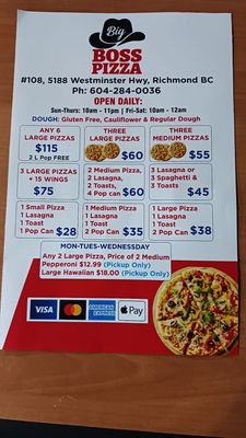 Menu photo 1 Big Boss Pizza Richmond, BC Menu photo 1 Big Boss Pizza Richmond, BC