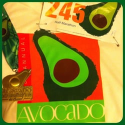 Avocado Half Marathon & 5K - April 2014 shirt and medal.