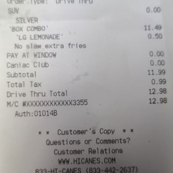 Raising Cane's Chicken Fingers - What I paid - Fast Food Near Me - Killeen, Texas