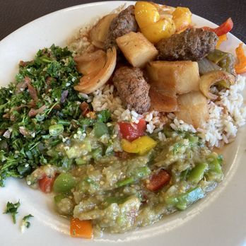 Peace Bakery & Deli - This photo contains yummy food. Tabbouleh, Baba with Veggies, and Kabob Stew - Mediterranean Near Me - Austin, Texas Peace Bakery & Deli - This photo contains yummy food. Tabbouleh, Baba with Veggies, and Kabob Stew - Mediterranean Near Me - Austin, Texas