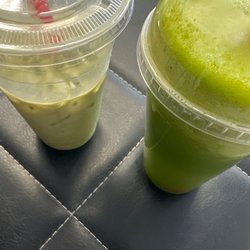 Super Star Donuts - Iced Matcha  coyote green drink