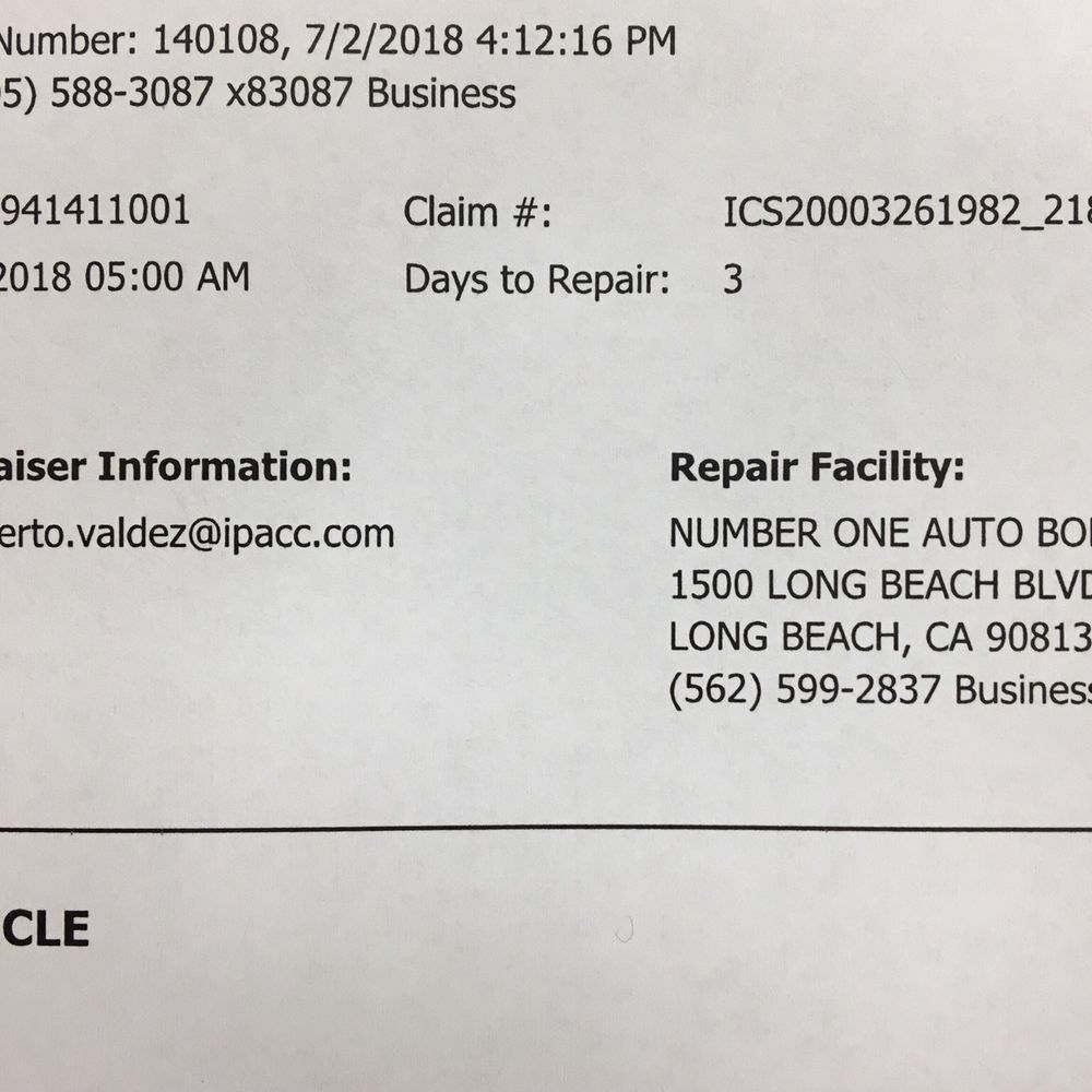 Number One Auto Center - ESTIMATION OF REPAIR TIME GROSSLY INACCURATE - Body Shops Near Me - Long Beach, California Number One Auto Center - ESTIMATION OF REPAIR TIME GROSSLY INACCURATE - Body Shops Near Me - Long Beach, California