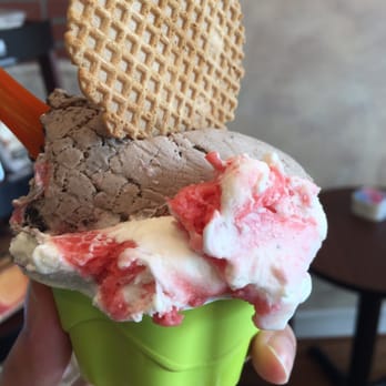 Gelato Dolceria - Strawberry and cream hiding! Delicious new flavor for summer. - Desserts Near Me - Haddonfield, New Jersey