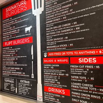 Flipt - Menu is in the wall... - Burgers Near Me - Des Plaines, Illinois