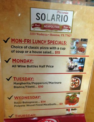 Menu photo 5 Pizzeria Solario Houston, TX