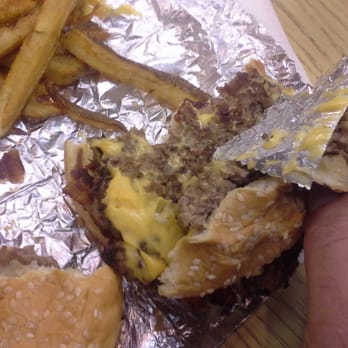 Five Guys - Foil is supposed to be outside the burger, NOT INSIDE MELTED INTO THE CHEESE! - Burgers Near Me - Monroe, Washington