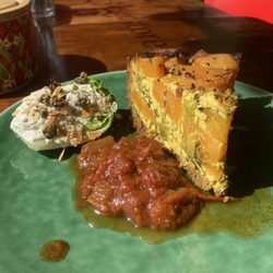 Vegabond Deli - Quiche with chutney and Caesar salad ball