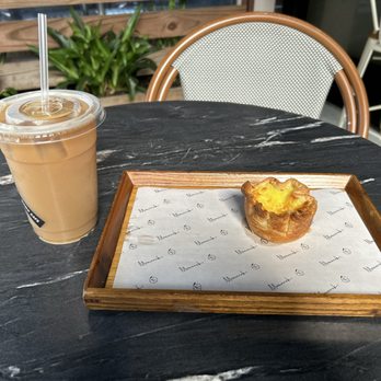 Momo Cafe - Iced coffee and egg tart - Desserts Near Me - Atlanta, Georgia
