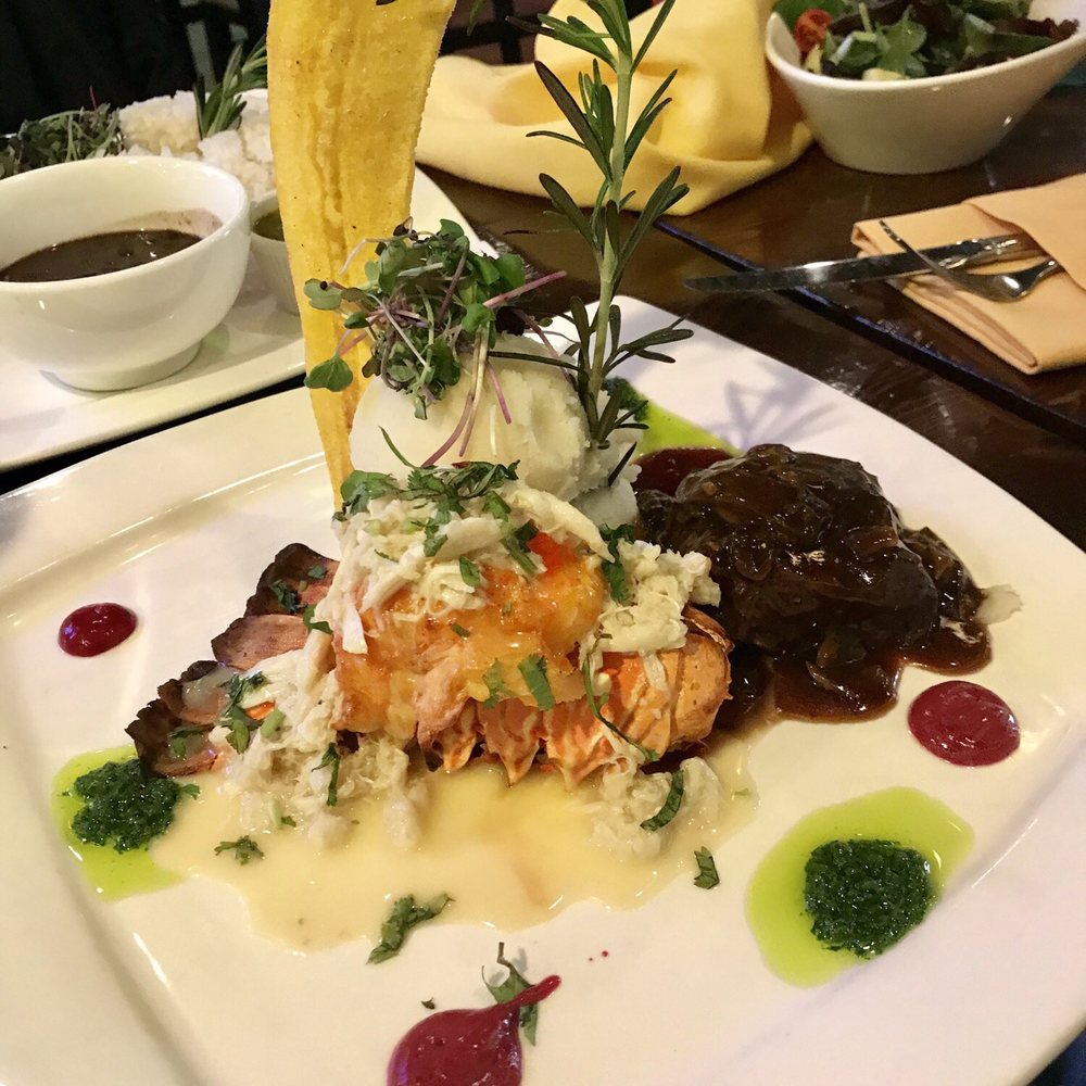 Bonfire Restaurant And Lounge - Mar y Tierra - filet Mignon with lobster tail - Caribbean Near Me - Paterson, New Jersey