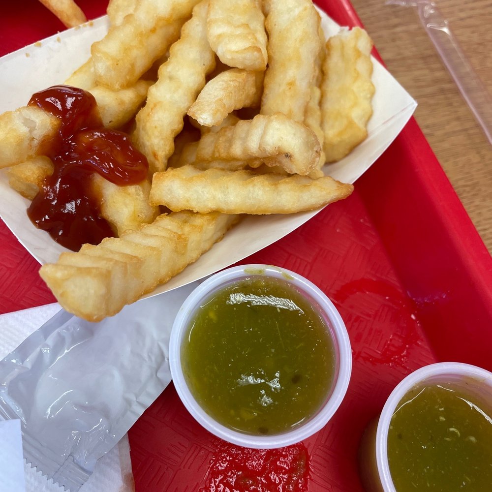 French fries and jalapeño salsa French fries and jalapeño salsa