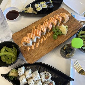 Charm Thai and Sushi - Avocado, Orange blossom and spicy tuna rolls. Orange blossom was definitely the best! - Thai Near Me - Windermere, Florida Charm Thai and Sushi - Avocado, Orange blossom and spicy tuna rolls. Orange blossom was definitely the best! - Thai Near Me - Windermere, Florida