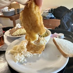Memorial City Health and Rehabilitation Center - Nastiest piece of "fish" I have ever been served! Everything on this plate was ice cold and the cake was rock hard!