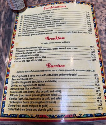 Menu photo 3 Maria's Mexican Restaurant Lawndale, CA