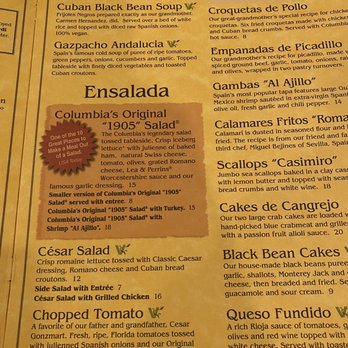 The Columbia - Menu - Spanish Near Me - St Augustine, Florida The Columbia - Menu - Spanish Near Me - St Augustine, Florida