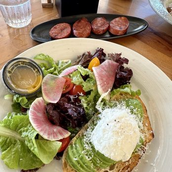 Deck. - Avocado Toast with side of cold Portuguese sausage ($4). The vegetables were good. Toast was stale and cold. - Hawaiian Near Me - Honolulu, Hawaii