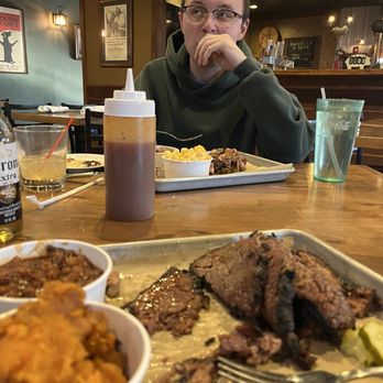 Brothers Barbecue - That's the brisket dinner that I already ate half of. And see that squirt bottle? Good stuff too! - Barbeque Near Me - New Windsor, New York Brothers Barbecue - That's the brisket dinner that I already ate half of. And see that squirt bottle? Good stuff too! - Barbeque Near Me - New Windsor, New York