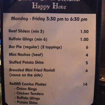 ReBAR & kitchen - Happy hour food menu! Nom nom!!!! Food is amazing here. Also get the mac n cheese. You won't regret it! - Sports Bars Near Me - Lodi, New Jersey ReBAR & kitchen - Happy hour food menu! Nom nom!!!! Food is amazing here. Also get the mac n cheese. You won't regret it! - Sports Bars Near Me - Lodi, New Jersey