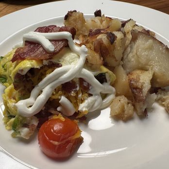 Bennett's American Cooking - 1/2 Loaded Bacon Omelet w/ potatoes (arrived cold and potatoes had no seasoning tasted just boiled) - New American Near Me - Sacramento, California Bennett's American Cooking - 1/2 Loaded Bacon Omelet w/ potatoes (arrived cold and potatoes had no seasoning tasted just boiled) - New American Near Me - Sacramento, California