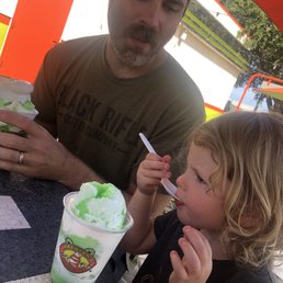 My sweeties enjoying sugar free green apple and vanilla gelati