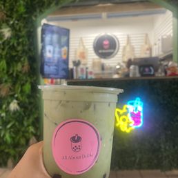 Matcha with lavender boba tea Matcha with lavender boba tea