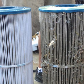 The Pool Tender - A clean versus dirty cartridge filter! Get your filters serviced! - Pool & Hot Tub Service Near Me - Gilbert, Arizona The Pool Tender - A clean versus dirty cartridge filter! Get your filters serviced! - Pool & Hot Tub Service Near Me - Gilbert, Arizona