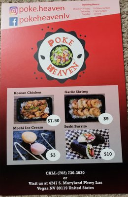 Menu photo 6 Poke Heaven Las Vegas, NV