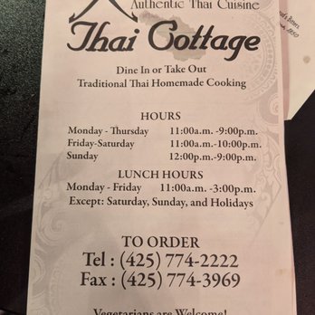 Thai Cottage - Info to order - Thai Near Me - Edmonds, Washington Thai Cottage - Info to order - Thai Near Me - Edmonds, Washington