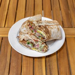 Falafel Taco - Sabich Fried Eggplant with Fried Egg on Laffa bread