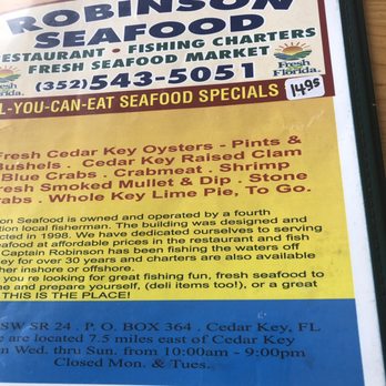 Robinson's Seafood - Menu - Seafood Near Me - Cedar Key, Florida