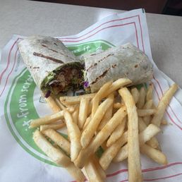 BLT chicken wrap with fries BLT chicken wrap with fries