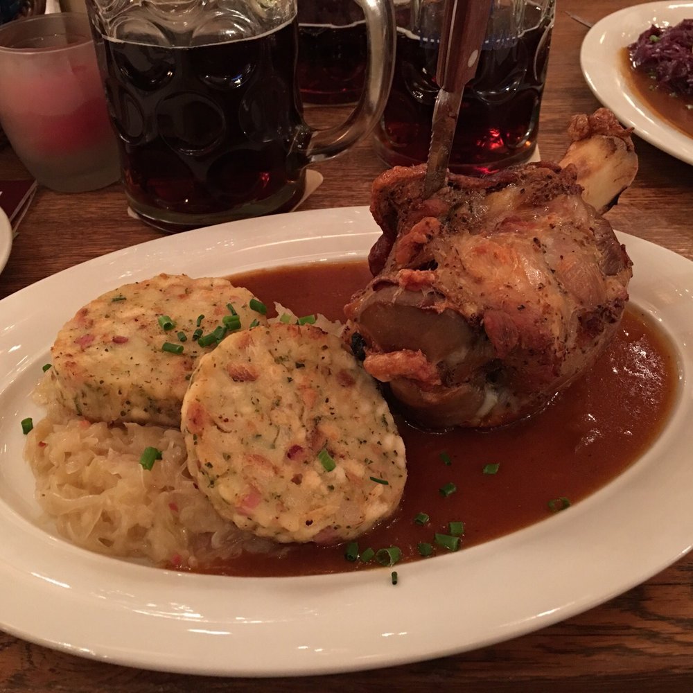 Bavaria Alm - Gebratene Schweinshax'n mit Sauerkraut und Serviettenknödel - Bavarian Near Me - Garbsen, NI Bavaria Alm - Gebratene Schweinshax'n mit Sauerkraut und Serviettenknödel - Bavarian Near Me - Garbsen, NI